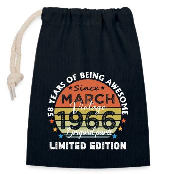 58 Jahre alt Baujahr 1966 Jahrgang März 1966 - Verschließbarer Geschenkbeutel aus Baumwolle (14x20cm) - Navy - Vorne