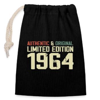 1964 Geburtstagsgeschenk 1964 Jahrgang 1964 Retro - Verschließbarer Geschenkbeutel aus Baumwolle (14x20cm) - Schwarz - Vorne