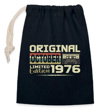 Geburtstag Oktober 1976 Original | Oktober 1976 - Verschließbarer Geschenkbeutel aus Baumwolle (14x20cm) - Navy - Vorne