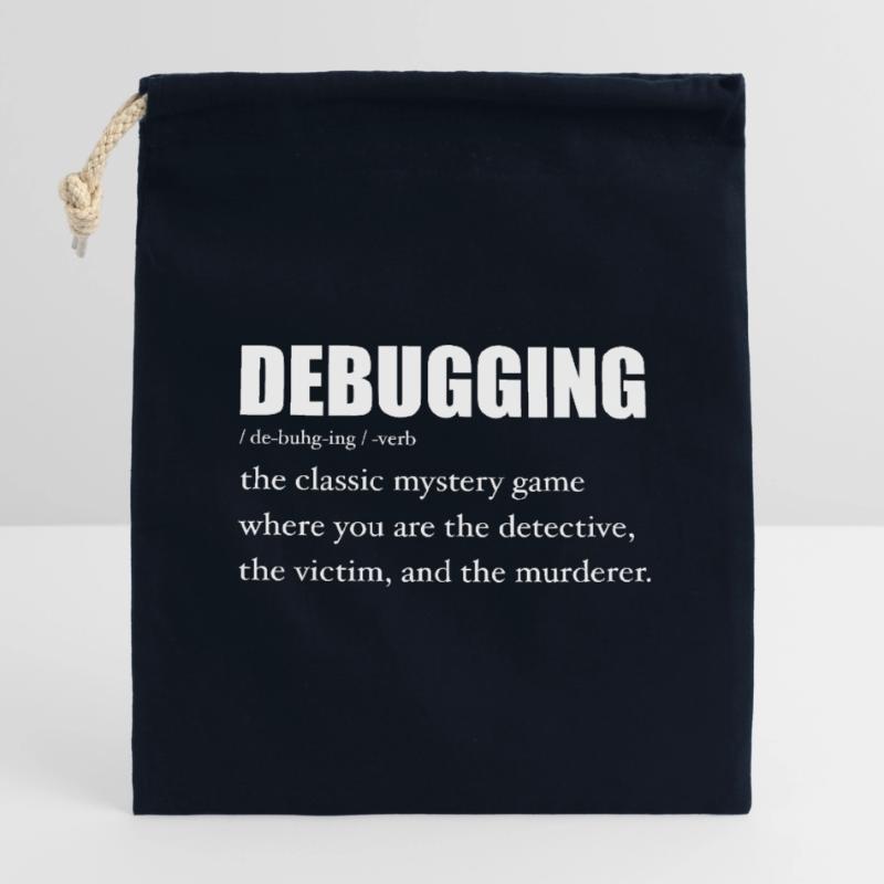 Programmer Debugging Definition Funny IT Developer Closable cotton gift bag (14x20cm)