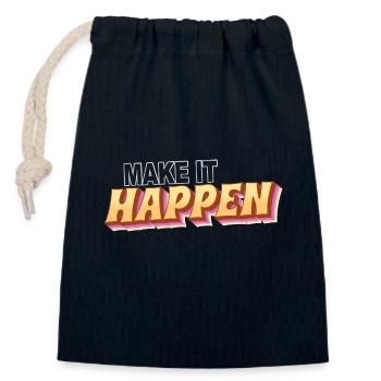 Make it happen - verwirkliche Deine Ziele - Verschließbarer Geschenkbeutel aus Baumwolle (14x20cm) - Navy - Vorne