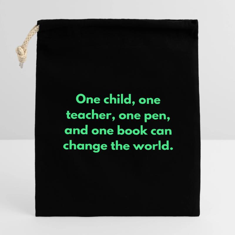 Ein Kind Ein Lehrer, ein Stift und eine Buchdose Verschließbarer Geschenkbeutel aus Baumwolle (14x20cm)