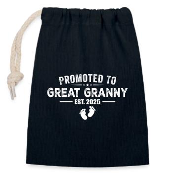 Promoted To Great Granny 2025 - New Great Granny - Closable cotton gift bag (14x20cm) - navy - Front
