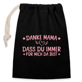 Danke Mama Muttertag - Verschließbarer Geschenkbeutel aus Baumwolle (14x20cm) - Schwarz - Vorne