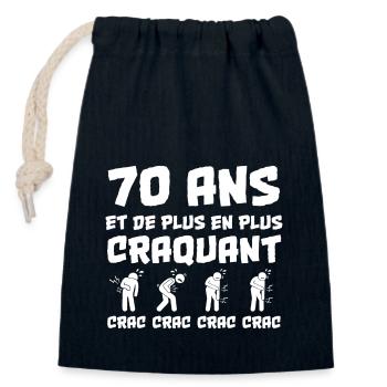70 Ans Et Toujours Craquant - Sac cadeau en coton avec cordon (14 x 20 cm) - bleu marine - Devant