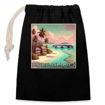 Fuldahoo Malediven Überwasser-Bungalows Retro - Verschließbarer Geschenkbeutel aus Baumwolle (14x20cm) - Schwarz - Vorne