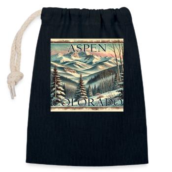 Aspen Ski Resort Ski Snowboard Winter Vintage - Closable cotton gift bag (14x20cm) - navy - Front