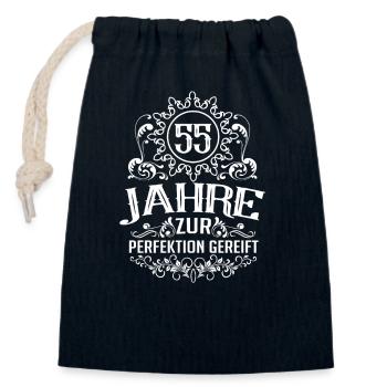 Geburtstag Perfektion 55 Jahre Vintage - Verschließbarer Geschenkbeutel aus Baumwolle (14x20cm) - Navy - Vorne