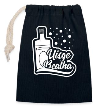 Whiskey Uisge Beatha – Water of Life - Closable cotton gift bag (14x20cm) - navy - Front