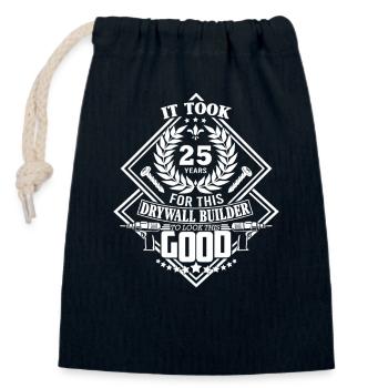 Funny drywall builder birthday 25 years anniversary - Closable cotton gift bag (14x20cm) - navy - Front