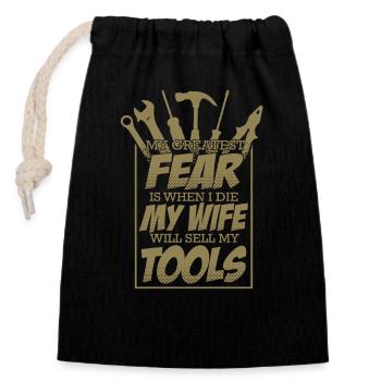 Bricoleur Fear Woman Vend Mon outil - Sac cadeau en coton avec cordon (14 x 20 cm) - noir - Devant