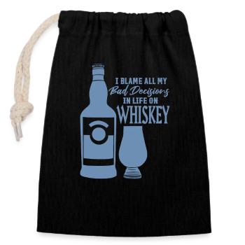 Schlechte Entscheidungen Whiskey Sprüche - Verschließbarer Geschenkbeutel aus Baumwolle (14x20cm) - Schwarz - Vorne