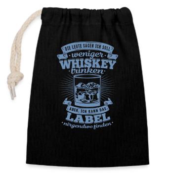 Funny Whiskey Saying No Label Find - Closable cotton gift bag (14x20cm) - black - Front
