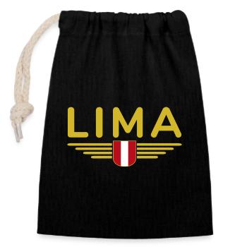Lima Design – Experience Peru's Capital - Closable cotton gift bag (14x20cm) - black - Front
