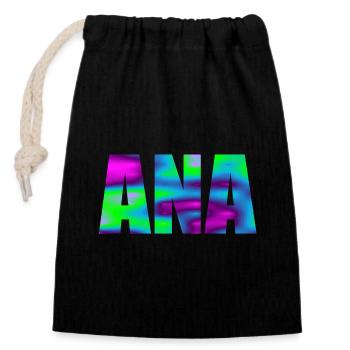First name Ana in colorful capital letters - Closable cotton gift bag (14x20cm) - black - Front