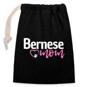 Berner Mom Gifts Bernese Mountain Dog Design - Closable cotton gift bag (14x20cm) - black - Front