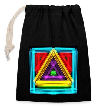 Colorful geometric design - Closable cotton gift bag (14x20cm) - black - Front