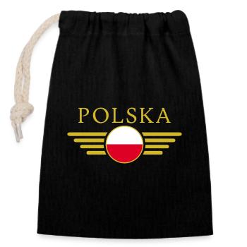 I Love Poland, Elegance Style Design T-Shirt - Closable cotton gift bag (14x20cm) - black - Front