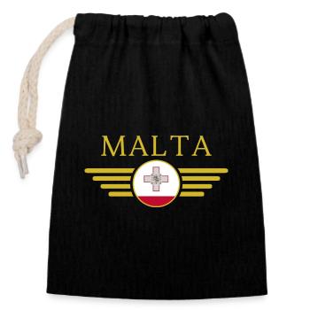 I Love Malta, Elegance Style Design T-Shirt - Closable cotton gift bag (14x20cm) - black - Front