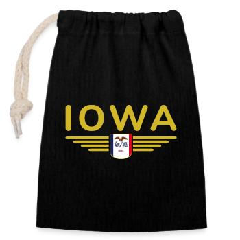 Iowa Fan T-Shirt – Your State! - Closable cotton gift bag (14x20cm) - black - Front