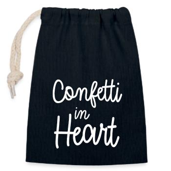 Confetti in Heart - Closable cotton gift bag (14x20cm) - navy - Front