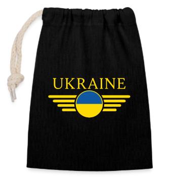 J’aime l’Ukraine, T-shirt design de style élégance - Sac cadeau en coton avec cordon (14 x 20 cm) - noir - Devant