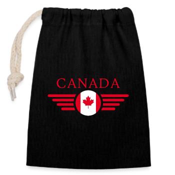 T-shirt design de style canadien - Sac cadeau en coton avec cordon (14 x 20 cm) - noir - Devant