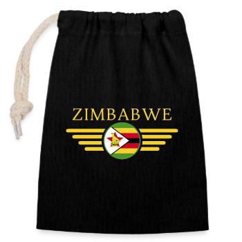 J’aime le Zimbabwe, T-shirt design de style élégance - Sac cadeau en coton avec cordon (14 x 20 cm) - noir - Devant