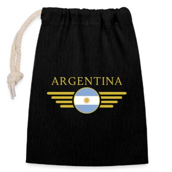 J’aime l’Argentine, T-shirt design de style élégance - Sac cadeau en coton avec cordon (14 x 20 cm) - noir - Devant