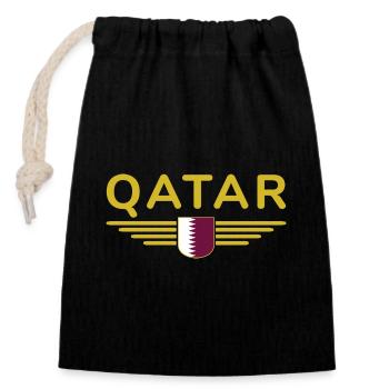 Qatar Design – Exclusive and Modern - Closable cotton gift bag (14x20cm) - black - Front