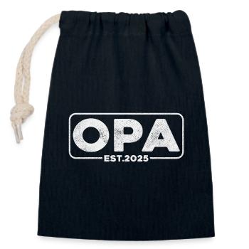 Opa 2025 - Verschließbarer Geschenkbeutel aus Baumwolle (14x20cm) - Navy - Vorne