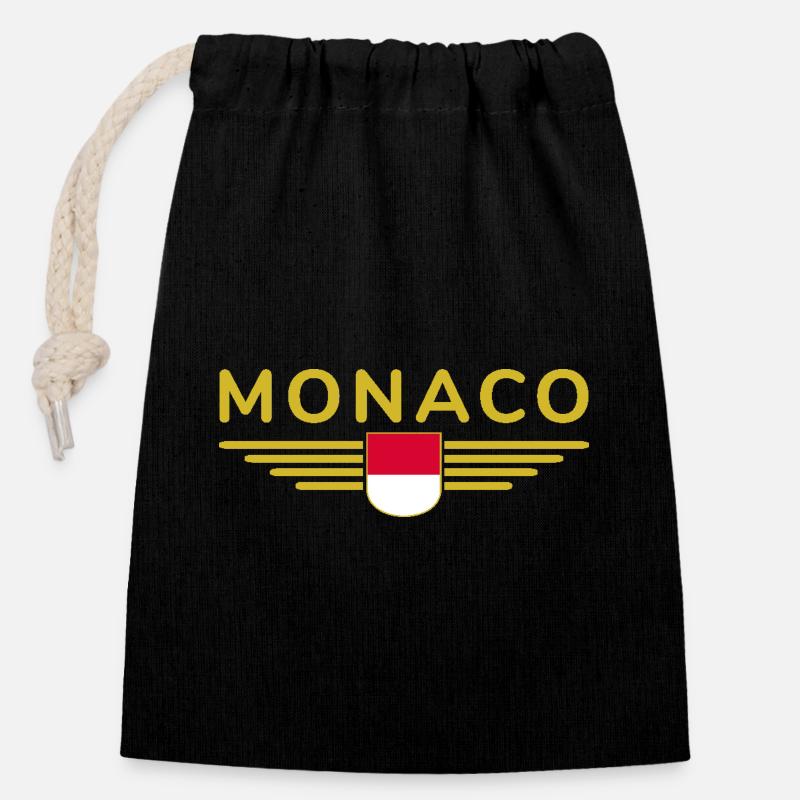 Monaco Design – Le style pour les fans de la Principauté - Sac cadeau en coton avec cordon (14 x 20 cm) - noir