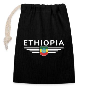 Ethiopia Design – Pride and Culture - Closable cotton gift bag (14x20cm) - black - Front