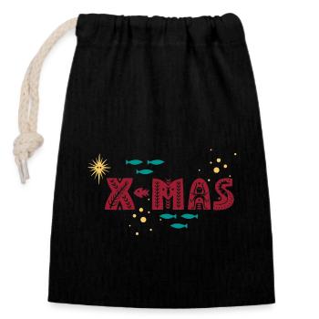 Sea Creature Christmas - Closable cotton gift bag (14x20cm) - black - Front