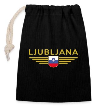 Design tendance de Ljubljana - Sac cadeau en coton avec cordon (14 x 20 cm) - noir - Devant