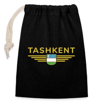 T-shirt Tachkent – Cœur de l’Ouzbékistan - Sac cadeau en coton avec cordon (14 x 20 cm) - noir - Devant