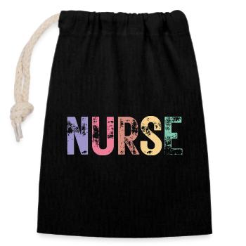 Vintage Pastel NURSE Cute - Closable cotton gift bag (14x20cm) - black - Front