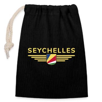 Fans des Seychelles : des t-shirts pour rêver sur l’île - Sac cadeau en coton avec cordon (14 x 20 cm) - noir - Devant
