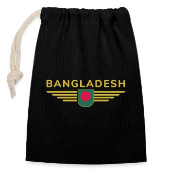 Bangladesch Design – Stolz & Kultur - Verschließbarer Geschenkbeutel aus Baumwolle (14x20cm) - Schwarz - Vorne