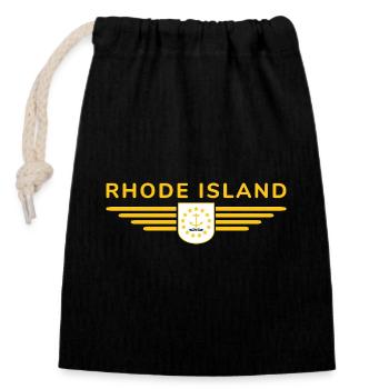 Rhode Island Fan T-Shirt – Stylisch & Einzigartig - Verschließbarer Geschenkbeutel aus Baumwolle (14x20cm) - Schwarz - Vorne