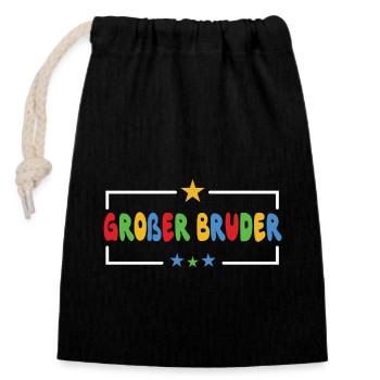 Großer Bruder 2026 Stern Süßes Geschwister - Verschließbarer Geschenkbeutel aus Baumwolle (14x20cm) - Schwarz - Vorne