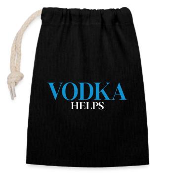 Life Is Hard Vodka Helps - Sac cadeau en coton avec cordon (14 x 20 cm) - noir - Devant