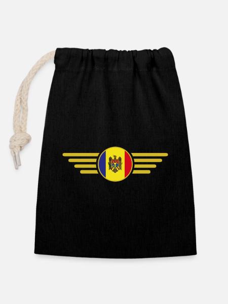 I Love Moldova, Elegance Style Design T-Shirt - Closable cotton gift bag (14x20cm) - black