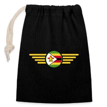 J’aime le Zimbabwe, T-shirt design de style élégance - Sac cadeau en coton avec cordon (14 x 20 cm) - noir - Devant