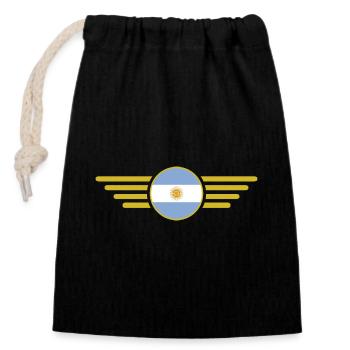 J’aime l’Argentine, T-shirt design de style élégance - Sac cadeau en coton avec cordon (14 x 20 cm) - noir - Devant