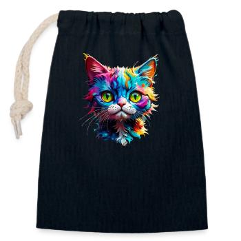 Vorsicht Katze - Verschließbarer Geschenkbeutel aus Baumwolle (14x20cm) - Navy - Vorne