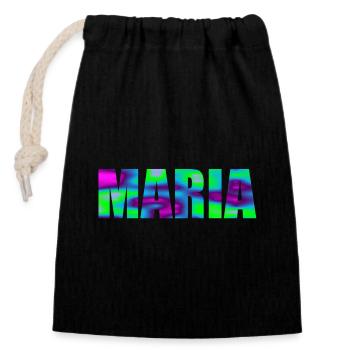 First name Maria in colorful capital letters - Closable cotton gift bag (14x20cm) - black - Front