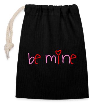 Be Mine Heart - Closable cotton gift bag (14x20cm) - black - Front