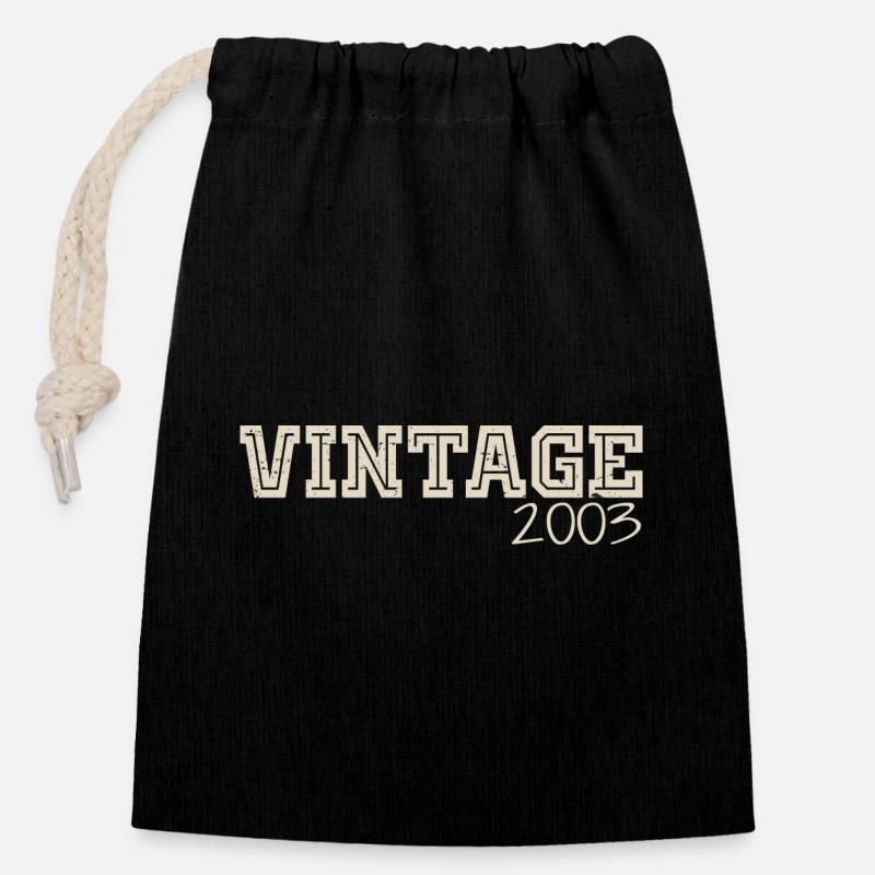 Vintage 2003 Original 2003 Retro 2003 Gift 2003 - Closable cotton gift bag (14x20cm) - black