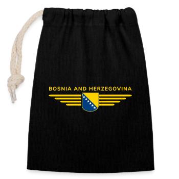 Bosnia & Herzegovina T-Shirt - Closable cotton gift bag (14x20cm) - black - Front